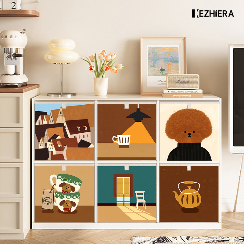 Nordic Style Multifunctional Storage Box, Kalek Grid Cabinet, Household Clothes Dustproof Storage Basket, Fabric Foldable