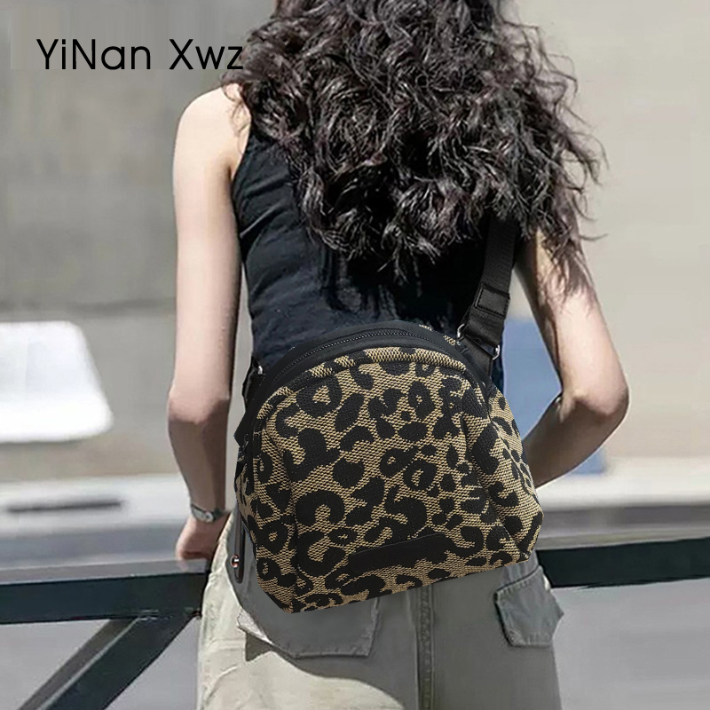 Bags for Women 2025 New Style Women's Bags Crossbody Bag Women's Canvas Waist Bag Leopard Print Bag Niche Casual Shell Chest Bag