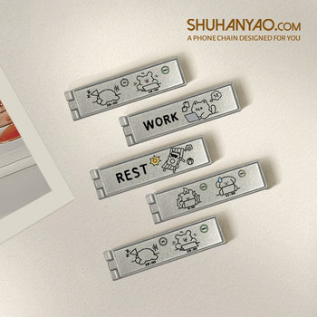 Cute Line Drawing Puppy Fun Mobile Phone Metal Folding Stand Suitable for Huawei, Apple, Xiaomi Phone Cases, Ultra-Thin Adhesive Metal Stand, Foldable Design, Portable Fixed Holder