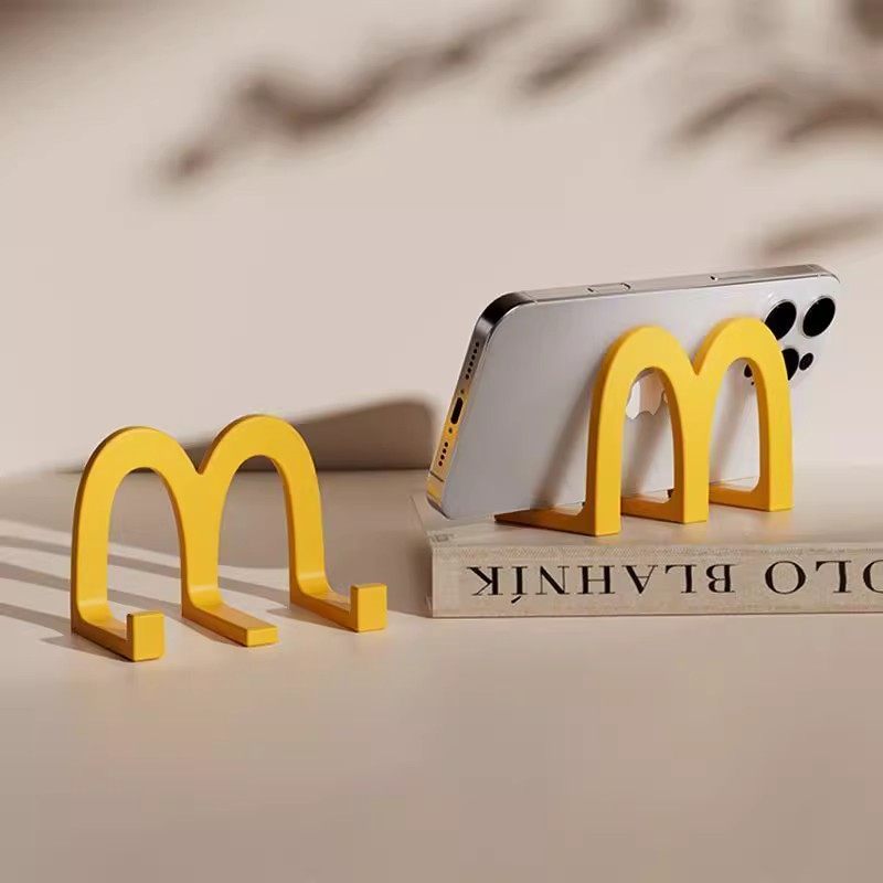 M-Shaped Mcdonald's Phone Stand, Mcdonald's Phone Holder, Office Desktop Ornament, Cute and High-End Niche Design for Women's Workstations