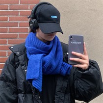 2021 new Klein blue scarf female winter blue scarf warm Joker student cute net red foreign scarf