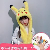 Shake the sound with a pinch Pikachu hat will move ears net red cute hat children rabbit ears children headgear