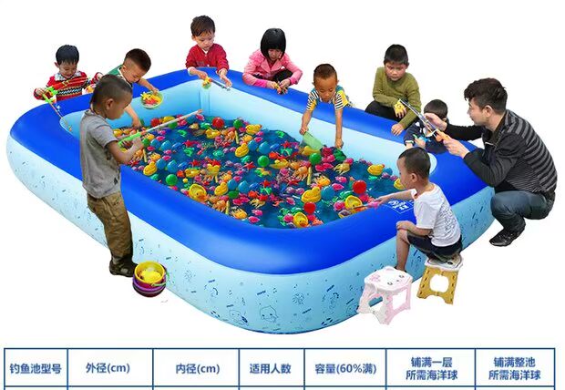 Bể cá một lớp cho trẻ em Câu cá từ bộ đồ chơi bể bơi vuông hồ bơi gói kinh doanh đồ chơi địa chỉ bán hồ bơi cho bé