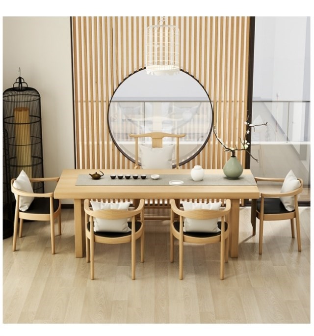 New Chinese Kung Fu Office Tea Table And Chairs Combination Zen balcony solid wood small tea table light extravagant modern minimalist tea table