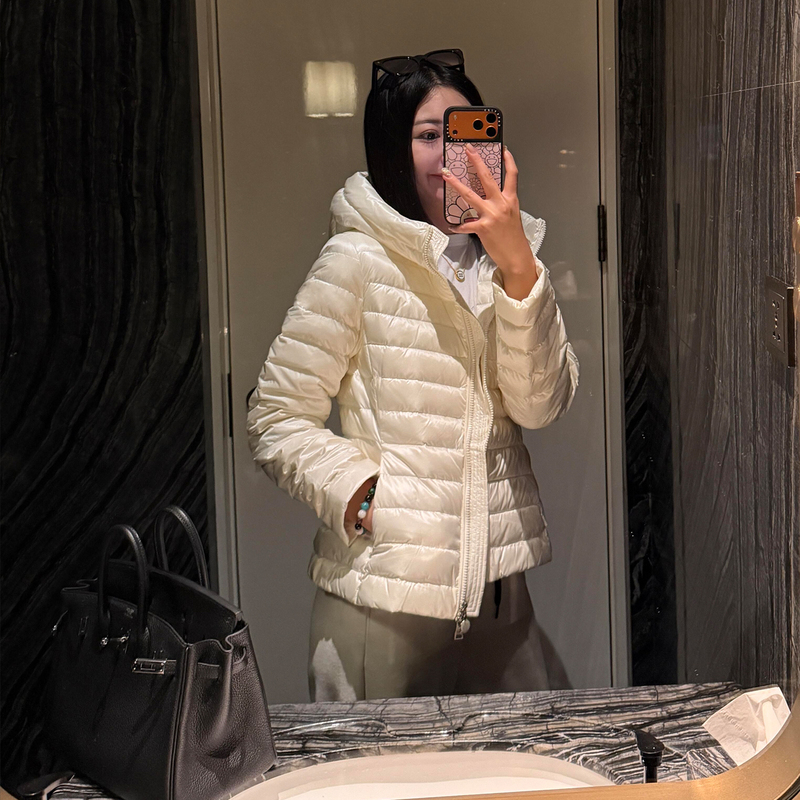 Mengjia 2026 Winter Slim-Fit Waist-Cinching Lightweight down Jacket with Ribbed Design, Slimming and Not Bulky, Women's Hooded