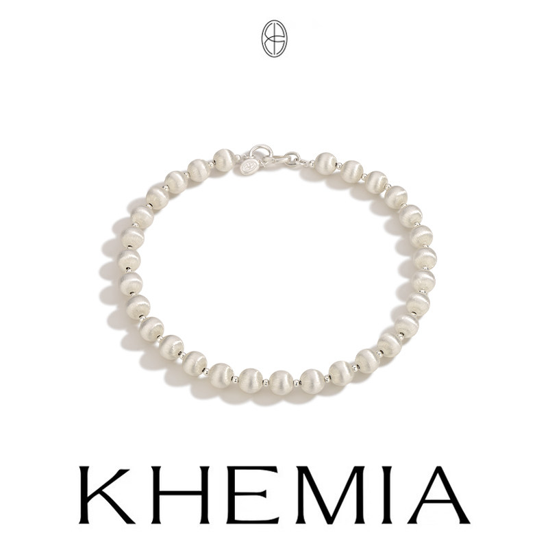 KHEMIA new heavy work wire drawing Nacre necklace light extravagant design feeling autumn winter 99 pure silver ball lock bone chain-Taobao