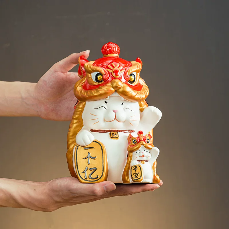 Керамические котики Catal Cat Swing Gift Store Silver Store Decoration Large Fortune Cat Creative National Tide Wake up lion