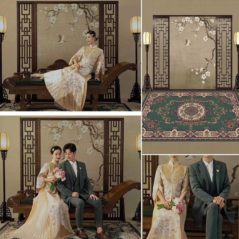 Whole Family Fu Oil Painting Cloth Background Cloth Photo Photo Gallery Shooting props Retro spray painted background imitation hand-painted work strokes frescoed Chinese Wind chamber Art Write a real photo curtain cloth background cloth