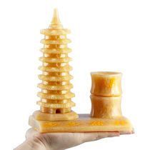 Ciyuan main hall yellow jade Wenchang tower pen holder ornaments handicrafts decoration study childrens room nine-story Wenchang tower ornaments