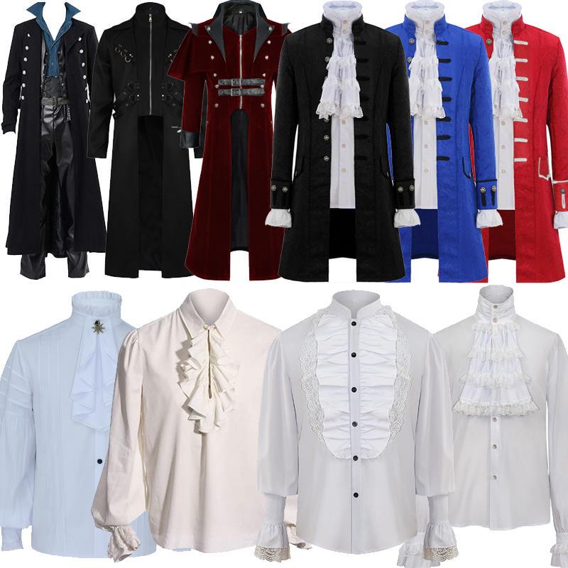 Medieval Men's Clothing European Court Prince Coat Retro Suit Halloween Cosplay Mid-Length Tailcoat Medieval Men's Clothing European Court Prince Coat Retro Suit Halloween Cosplay Mid-Length Tailcoat