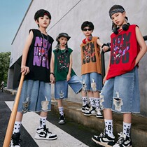 Street dance childrens trendy clothing cool and handsome boys hip-hop suits girls street catwalk shows childrens hiphop costumes summer