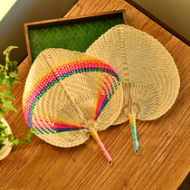 Pure hand woven large bushel hand colored bamboo chicking fan hand fan summer rush mosquito fan wind retro nostalgia