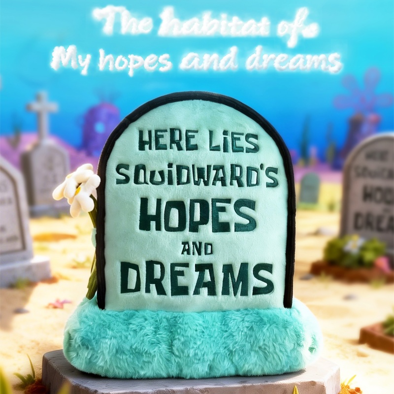 [in Stock] Spongebob Squarepants Squidward Funny Tomb Office Gag Gift Home Decor Pillow Cushion