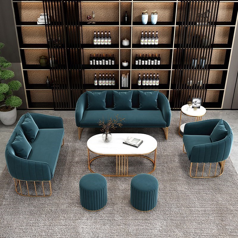 Modern Office Sofa Brief Lounge Area Beauty Salon Clothing Shop Sofa Net Red Reception Casual Iron Art Sofa
