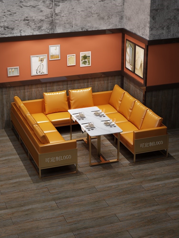 Dining room Small tavern in single double table and table combined industrial wind iron art sofa table and chairs bar clear bar sofa seat