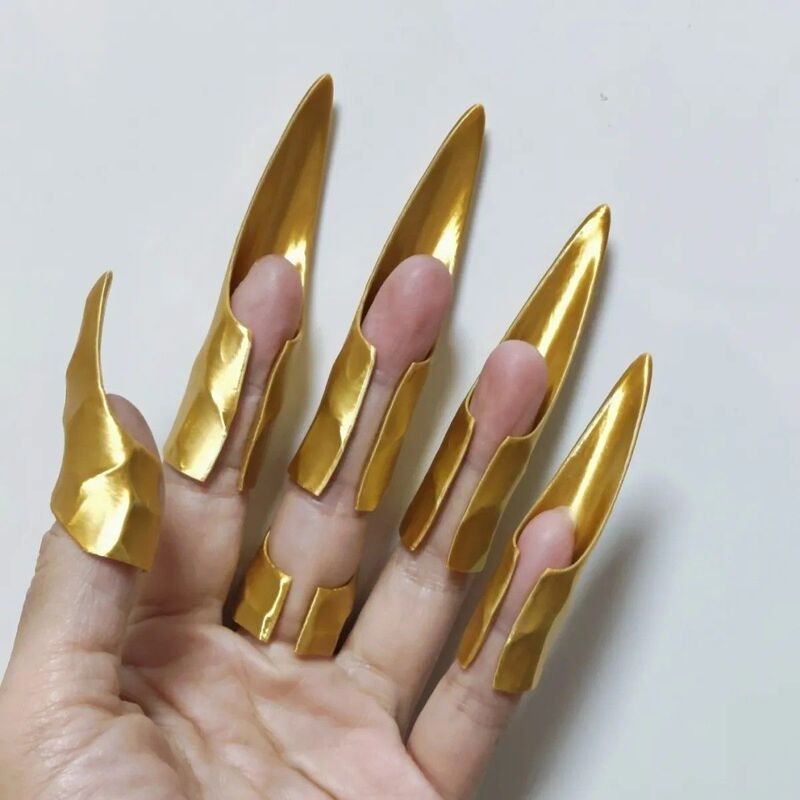 Itchy Scratch Claw Finger Cots Cosplay Printed Gold Prop Claws Wearable Sharp Claw Finger Covers for Scratching
