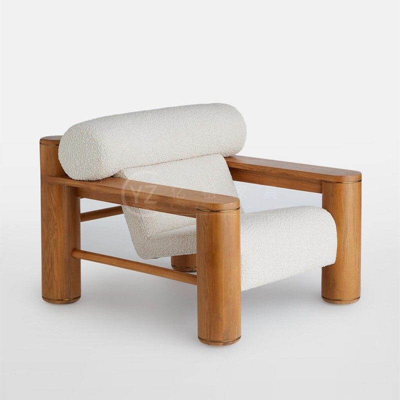 Nordic Minimal Living Room Designer Lamb Suede Leisure Chair Office Sales Building Reception Chair