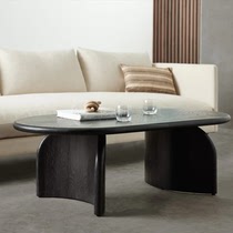 Several elliptical tea tables on the side of the Nordic minimal white wax wood tea table in the household living room of the lounge log