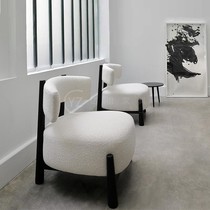 Nordic small apartment living room bed and breakfast club hotel room solid wood sofa chair wabi sabi wind model room leisure single chair