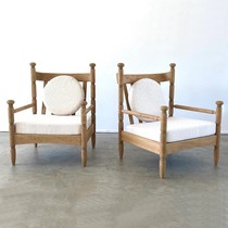 American retro small family style living room solid wood sofa chair designer art casual chair folk club armrests single chair