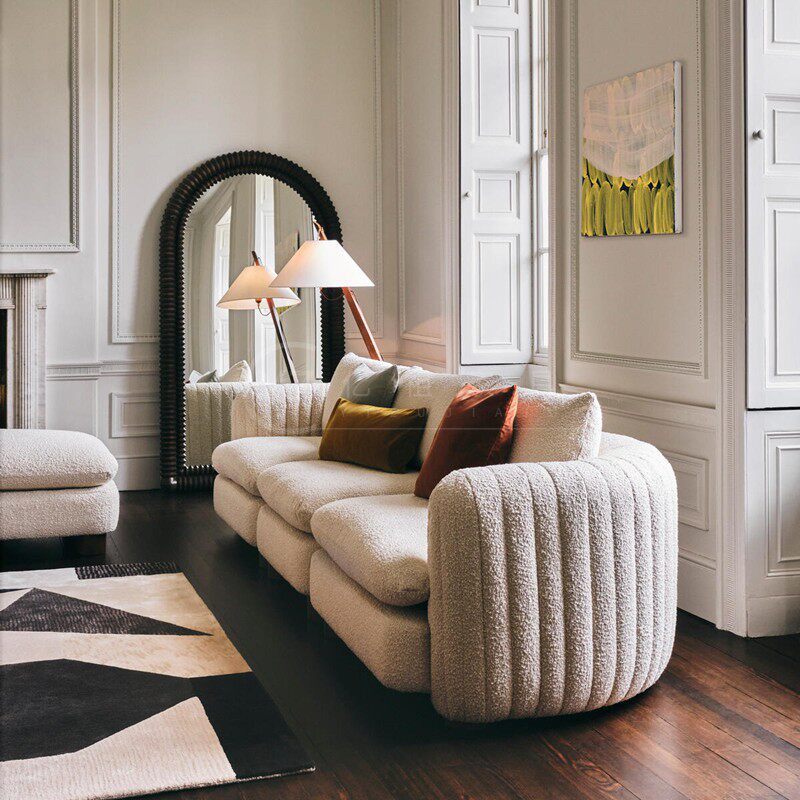 Nordic Simple Modern Fabric Double Triple Leisure Sofa Handling Wind Software Design Complete Living Room Sofa