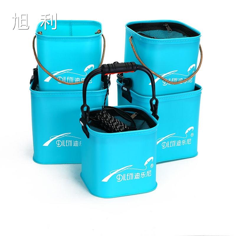Thickened EVA bucket with lid fishing bucket foldable bucket live fish bucket live fish box fish guard bucket with rope small fish bucket