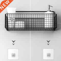 Black Wall-mounted Bathroom Shelf Shower Shampoo Rack Toilet