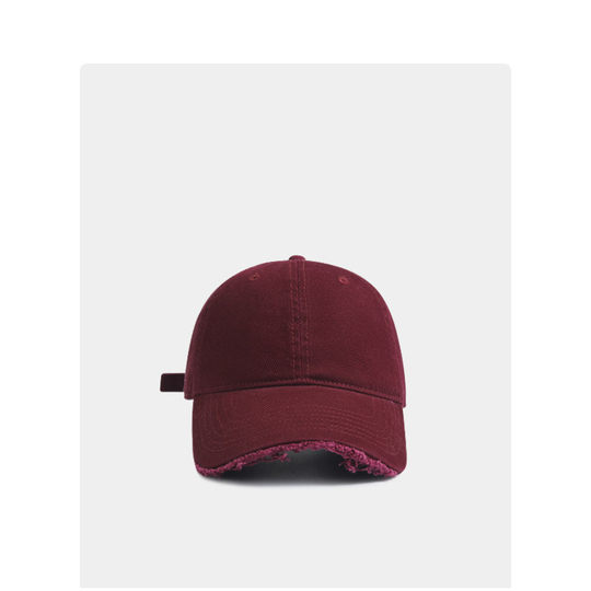 American Retro Distressed Soft-Brim Baseball Cap for Women, Simple and Versatile Korean Style Solid Color Duckbill Cap That Makes the Face Look Smaller, Trendy for Men