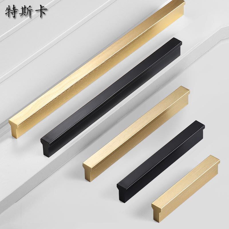Lengthened pull handle modern minimalist wardrobe 1 m overall closet cabinet door drawing gold black Nordic small door handle drawer