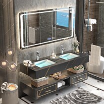 Bath Room Cabinet Mirror Cabinet Combination Light Lavish Rock Board Integrated Basin Minima Modern Double Basin Toilet Hand-washing Terrace Basin Cabinet Customised