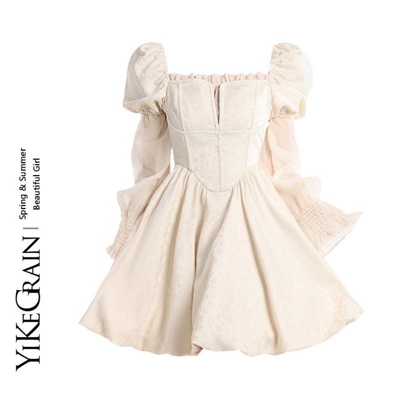 YiKeGrain ST Spring Day Round Dance French Cute Princess Dress New Waist Dress Niche Design