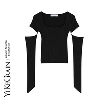 YiKeGr Black Undershirt Woman Autumn Winter with Slim Knit Blouse Design Sensation with a small crowdsourced sweater