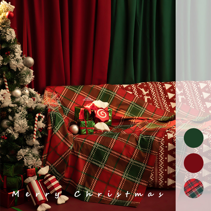 New Year photo background cloth net red pure Thins wind hanging cloth photographic props themed ink green green retro Christmas red straight podcast room decoration costumes Write a real camera shooting Butscape Blackcloth