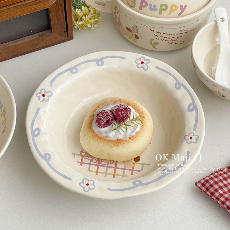 Beautiful Plates for Home Use, 2026 New Model Breakfast Plates, Underglaze Color Tableware, Cute Fruit Salad Plates, Dessert Plates