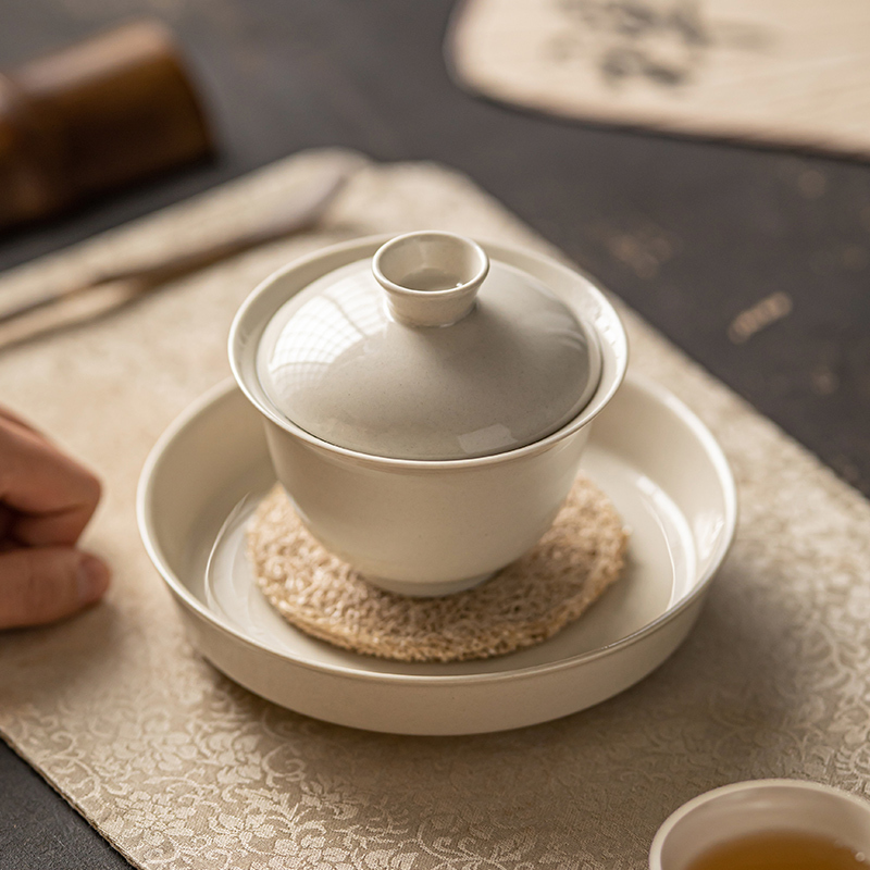 Ceramic Tea Bowl with Ash Glaze, Single Vintage High-End Tea Cup for Kung Fu Tea, Non-Hot to the Touch, Handmade Ceramic Tea Bowl with Ash Glaze, Single Vintage High-End Tea Cup for Kung Fu Tea, Non-Hot to the Touch, Handmade