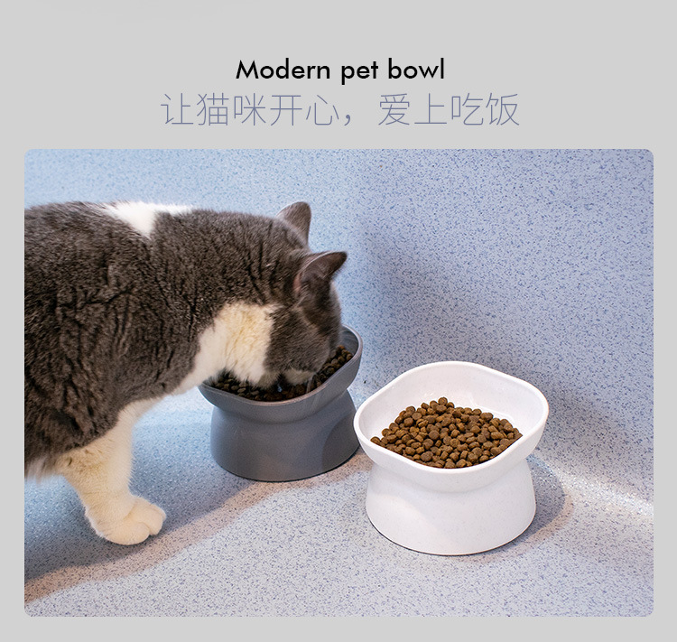 Cat bowl dog bowl protection cervical vertebra food bowl oblique mouth anti-overturning rice bowl drinking bowl cat supplies feeder pet supplies