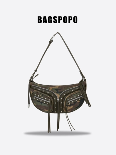 BAGSPOPO Маленький корсет, бархатная камуфляжная сумка на одно плечо