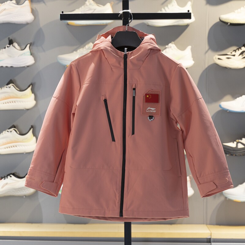 Детская хлопчатобумажная куртка Li Ning, коллекция 2025 года, зимняя мужская и женская детская куртка-ветровка большого размера, свободная водоотталкивающая хлопковая куртка-ветровка YFMV003