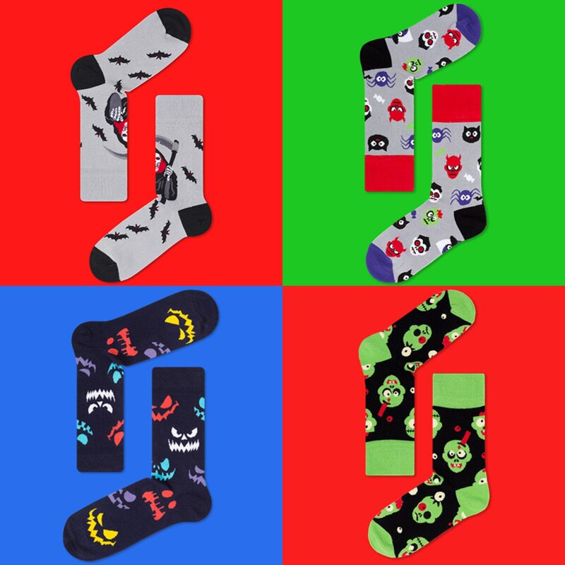 New Creative Cartoon Jacquard Trendy Socks Halloween Casual Unisex Cotton Socks Mid-Calf Quirky Socks