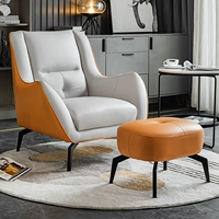 [Диван + подставка для ног] Светло-роскошный оранжевый сращивание кремово-белого цвета