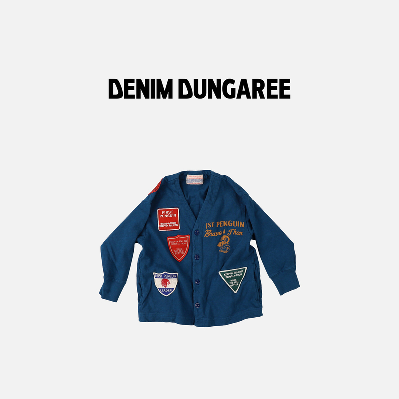 [New Autumn/Winter Products] Japanese Dd Children's Clothing Denim Dungaree Vintage Badge Penguin Pennie Cardigan