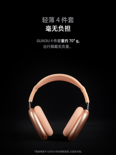 [Guxou New Model]Suitable for AirPods Max 2 Transparent Orange Protective Case Earcup Cover Apple Over-Ear Headphones Max Horizontal Headband Storage Bag Apm Protective Shell Silicone Protective Accessories Set