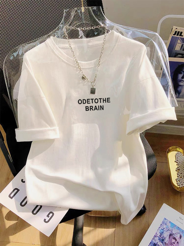Pure Cotton Brushed Short-Sleeve T-Shirt for Women, Mid-Length, Covers the Hips, White Top, Thickened Base Shirt for Spring, Summer, Autumn, and Winter Pure Cotton Brushed Short-Sleeve T-Shirt for Women, Mid-Length, Covers the Hips, White Top, Thickened Base Shirt for Spring, Summer, Autumn, and Winter