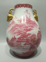 Carmine double-eared deer vase during the Yongzheng period of the Qing Dynasty