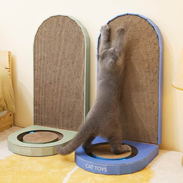 L-shaped vertical cat scratching board is durable and does not drop crumbs corrugated paper extra-large claw board wear-resistant bell toy cat supplies