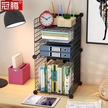 Small bookshelf desk students multi-layer storage dormitory shelf Wrought iron ins wind simple desk surface storage artifact