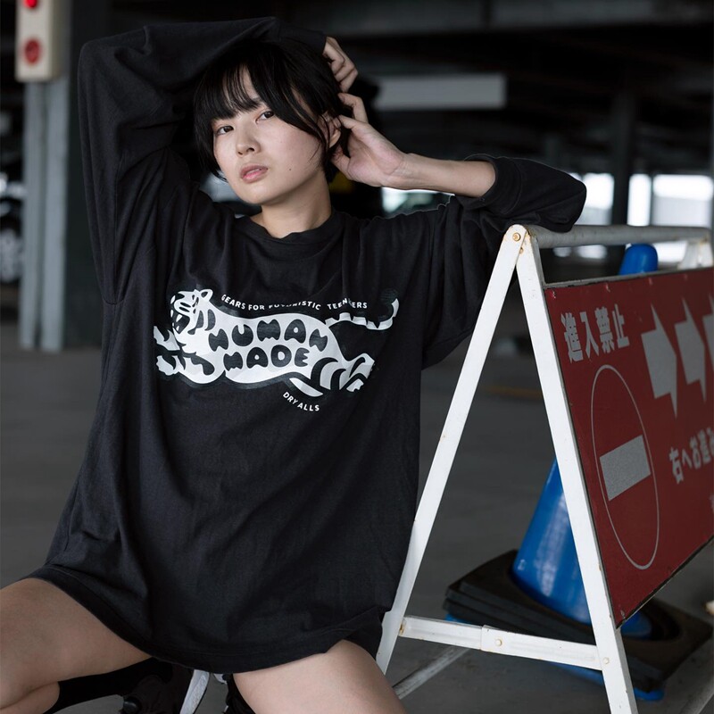 HUMAN MADE 22AW TIGER/RABBIT T-SHIRT趣味老虎兔子圆领长袖T恤