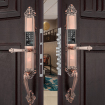 Household fingerprint lock with handle anti-theft door password lock European electronic lock swipe card country villa double door lock