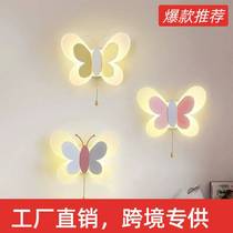 Factory direct sales Led creative childrens room wall lamp Nordic modern simple cartoon butterfly wall lamp bedside lamp cross-border