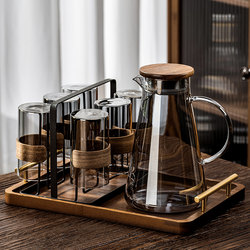 New Chinese-Style High-Temperature-Resistant Glass Drinking Cup Set for Home Use in the Living Room, Suitable for Entertaining Guests, with a Light Luxury and High-End Feel, Tea Set with Kettle
